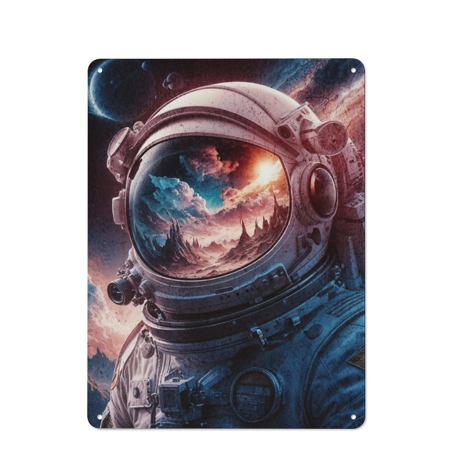 Cosmic Voyager Metal Tin Sign, Small Wall Accent for Small Toilet, Washroom And Hallway, 40x30cm