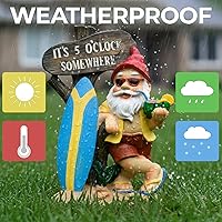 Vista 3 de Gnomos divertidos de jardín, gnomos de jardín para exteriores, decoraciones de gnomos para patio (estatua de gnomo de playa para jardín)