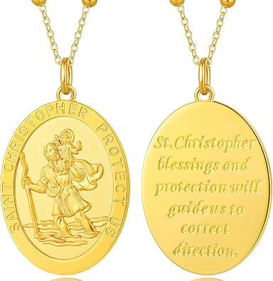 jiamiaoi St Michael Pendant For Men Saint Christopher Necklace For Men Women St Christopher Necklace Mens