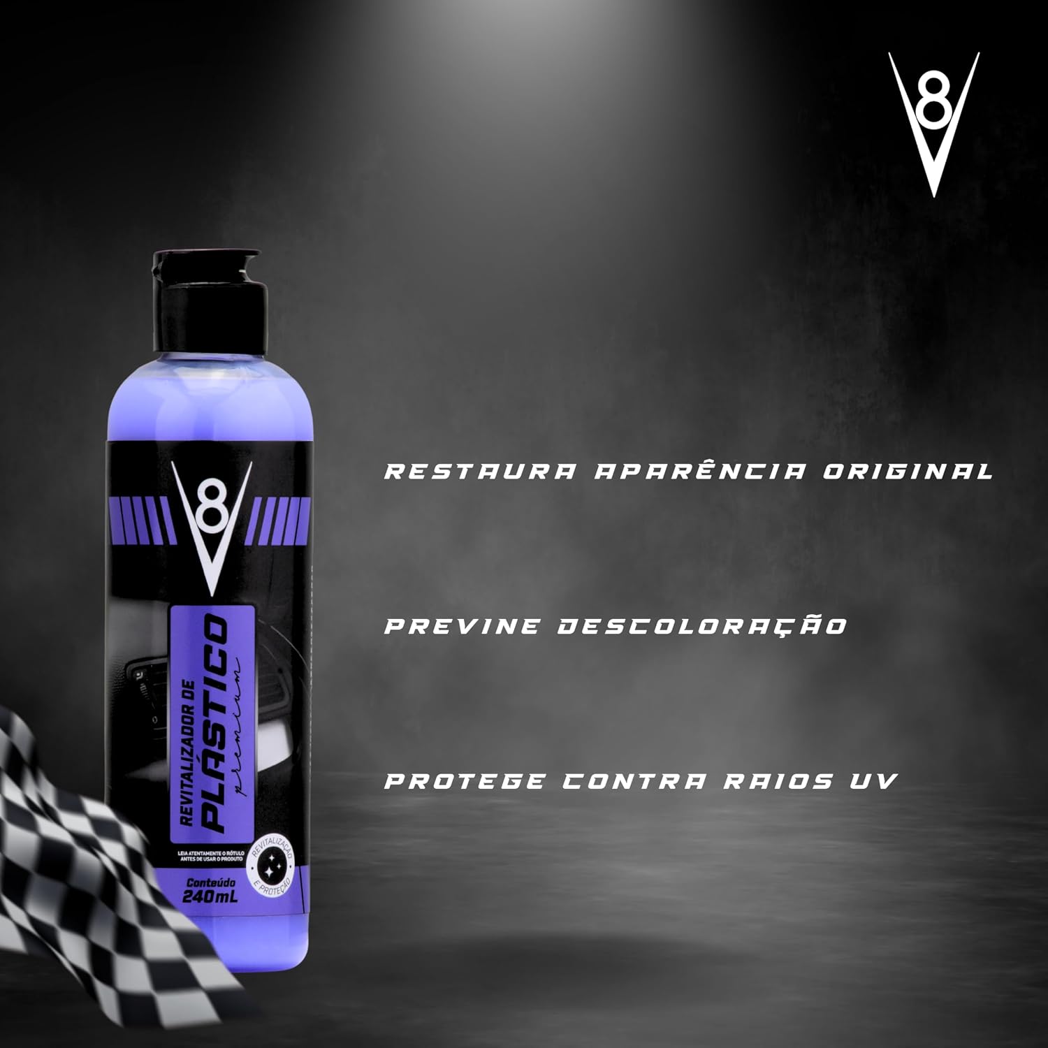 V8, Revitalizador de plásticos automotivos, 240 ml, Roxo