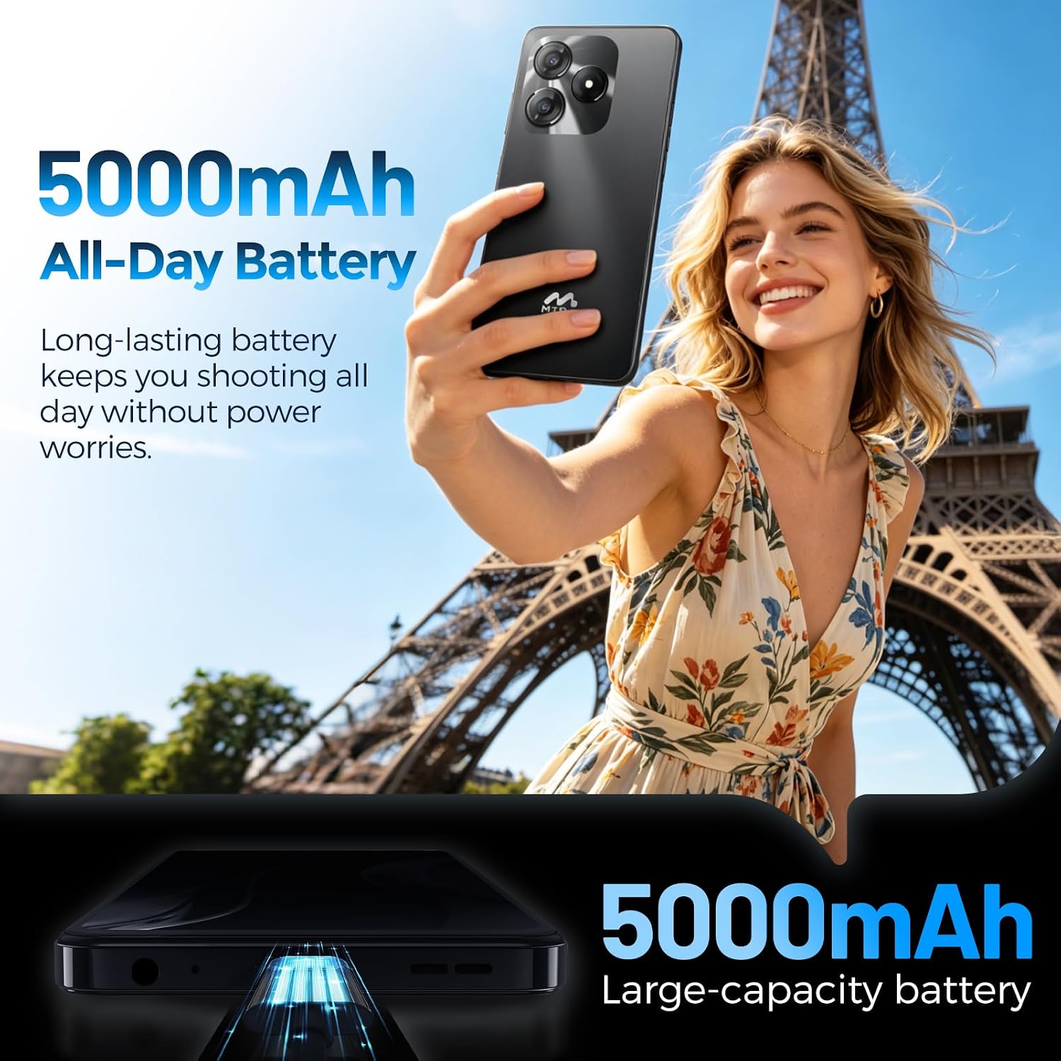 50MP+50MP Camera Smartphone, 6.56" HD Screen, 5000mAh Battery, 4GB+128GB Expandable Storage, Dual SIM Cell Phone Compatible with AT&T T-Mobile Mint Mobile 6 71UbMb5HQCL. AC SL1500