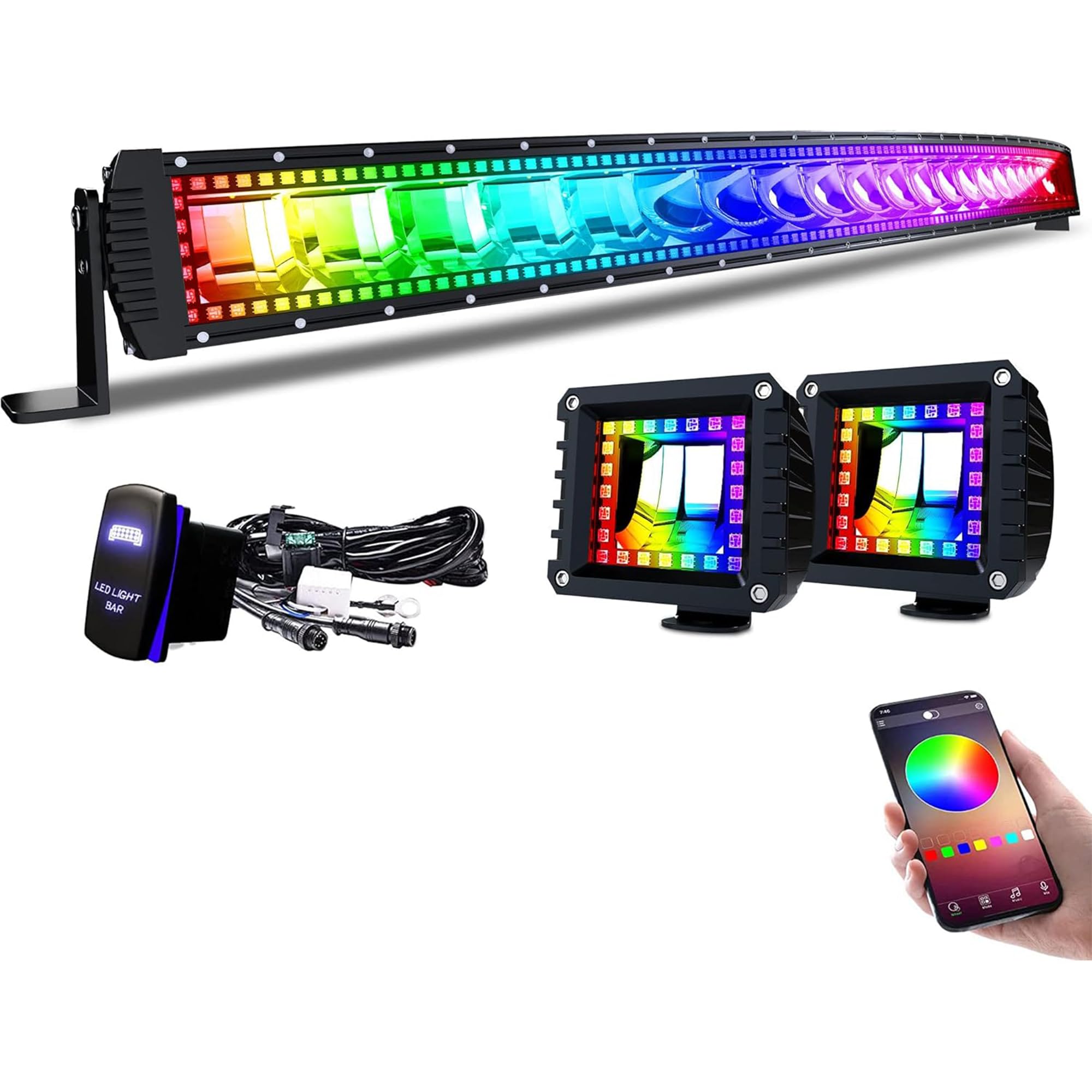 Amazon.co.jp : Lpteso RGBW 52インチ 300W カーブLEDライトバー RGB 