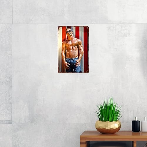 Miniatura 4 de Cartel de metal sexy para hombre musculoso, póster retro para cafetería, bar, gimnasio, sala de estar, baño, cocina, hogar, decoración de pared,