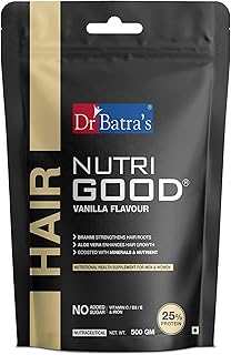 Dr Batra’s Nutrigood Hair Protein Powder 500g Vanilla with Brahmi, Biotin, Collagen & Keratin | Supplement for Hair Fall C Price In India