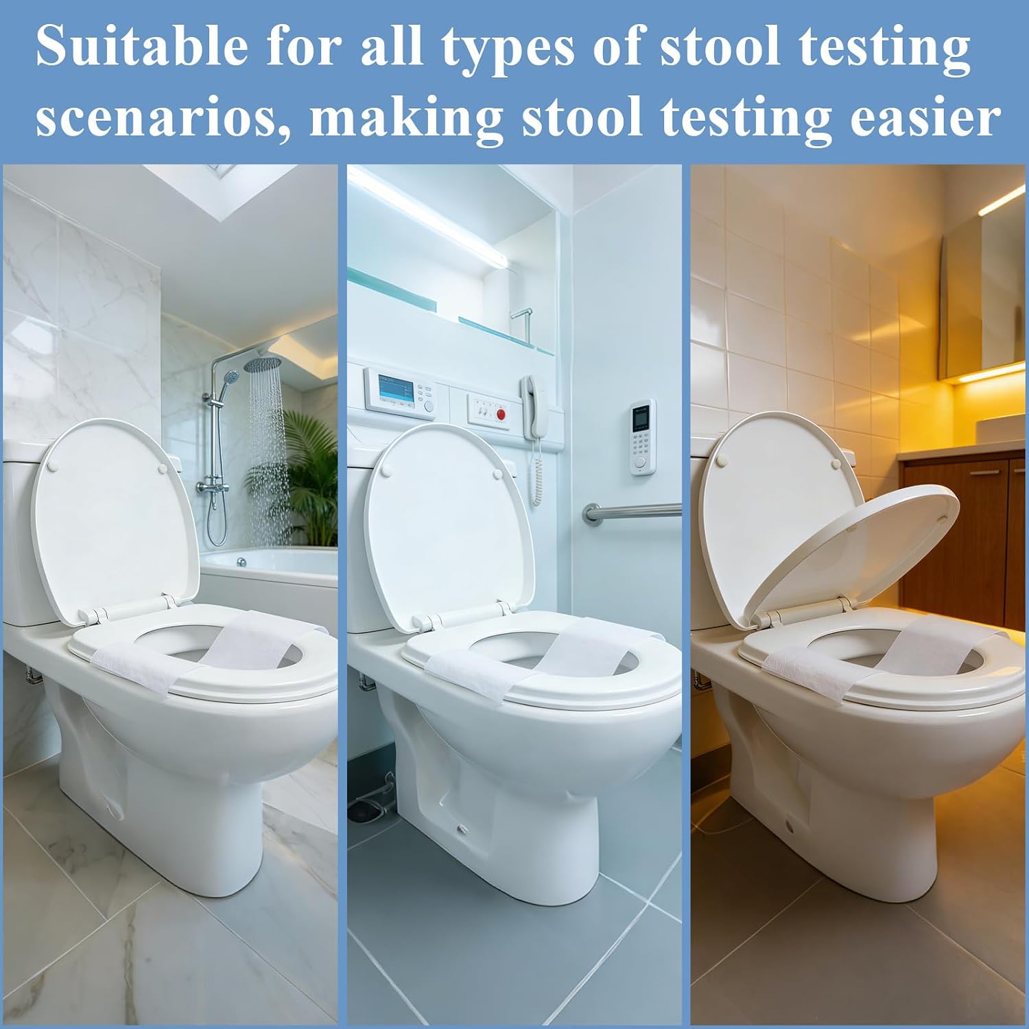 50 Pcs Biodegradable Stool Collection Sheets, Thickened Collection Paper, Disposable Stool Sample Collection Kit, Wood Pulp Sampling Paper for Stool Testing