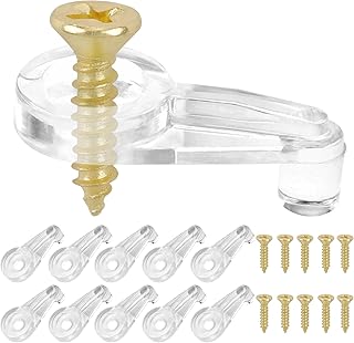 50 Pack Glass Retainer Clips Kit with Screws Cabinet Door Glass Retainer Clips Glass Door Retainer Clips Glass Panel Retainer Clips Mirror Clips Window Clips to Hold in Windows(4mm,Gold Screw)