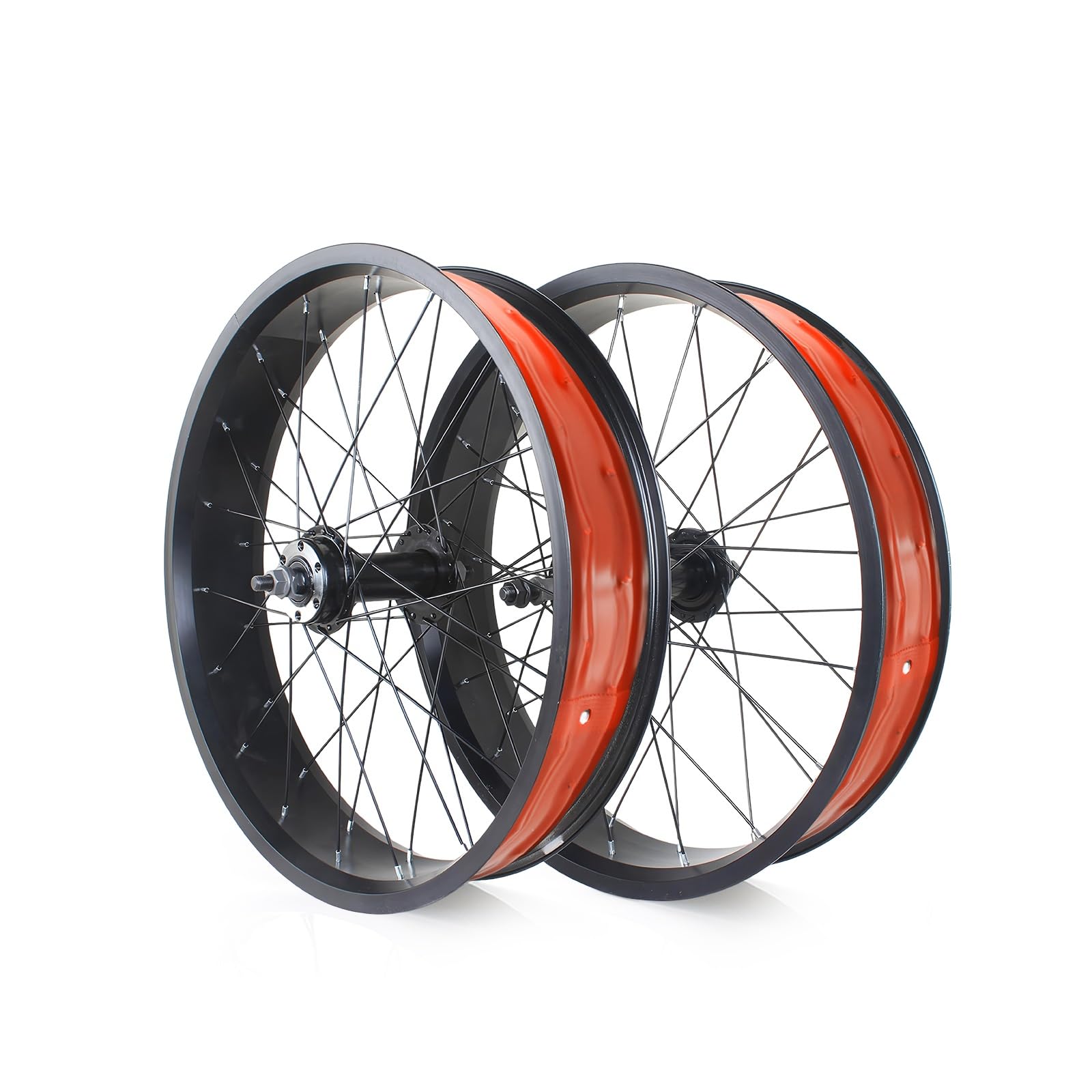 20in/24in/26in X 4.0" Fat Tire Bike Front Rear Wheel Disc Brake Snow Bike Wheelset QR 135mm/195mm 36H Hubs Beach Bike Wheels 14G Spokes for 7/8/9/10s Rotary Freewheel E-bike black(Front+Rear_20IN)