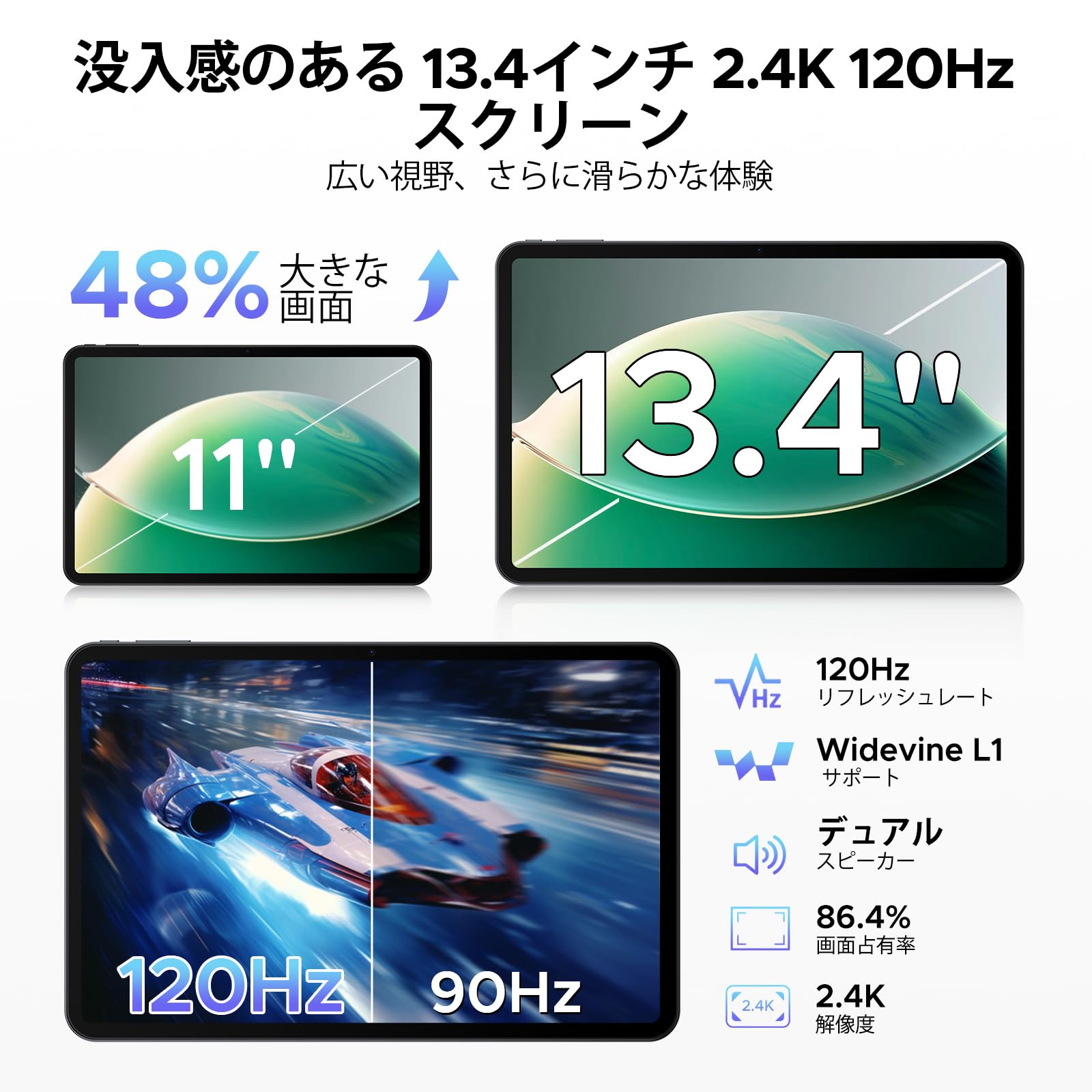 Amazon.co.jp: 【2026新登場 Android16 タブレット 13インチFHD+大画面