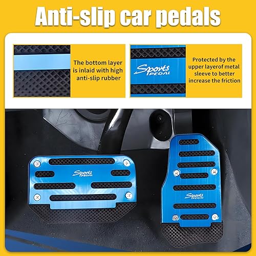 Miniatura 3 de Fluher 2 piezas de repuesto para pedal de automóvil, acelerador + freno, instalación sin perforaciones, pedales decorativos deportivos, aleación +