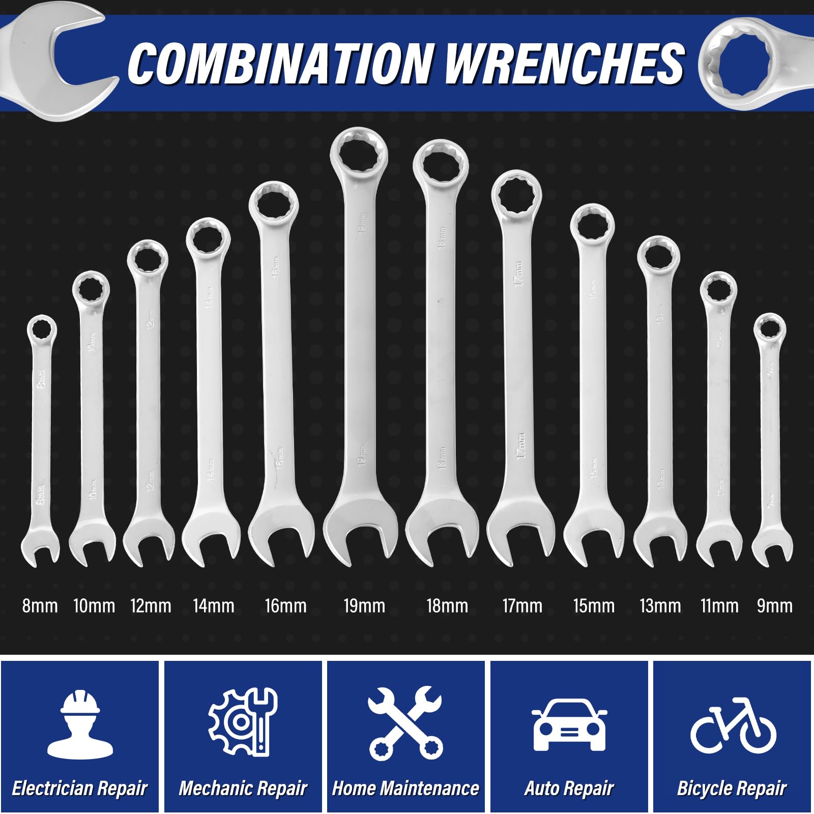 TEENO Set di 151 Chiavi a Bussola, Chiavi a Cricchetto 1/2", 1/4", 3/8", Set Chiavi a Tubo in Cr-V, Set di Attrezzi per Meccanica con Chiavi a Cricchetto Doppie, Kit di Attrezzi Meccanici per Auto