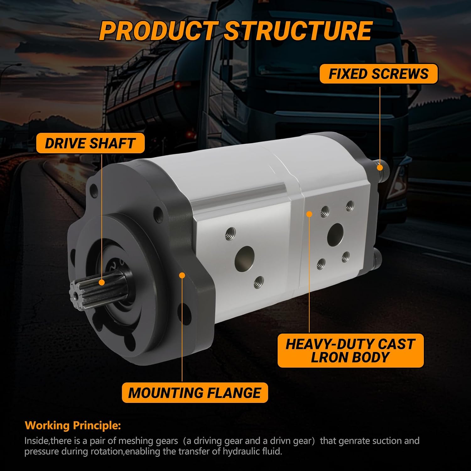 Hydraulic Pump 7031630 7031629 6697551 Compatible with Bobcat Tractor CT225 CT230 CT235 Hydraulic Gear Pump Group Aftermarket Replacement Parts