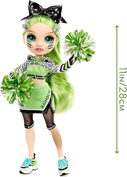 Rainbow High Cheer Jade Hunter Green Cheerleader Fashion Doll with 2 Pom Poms and Doll Accessories, Great Gift for Kids 6-12 Years Old
