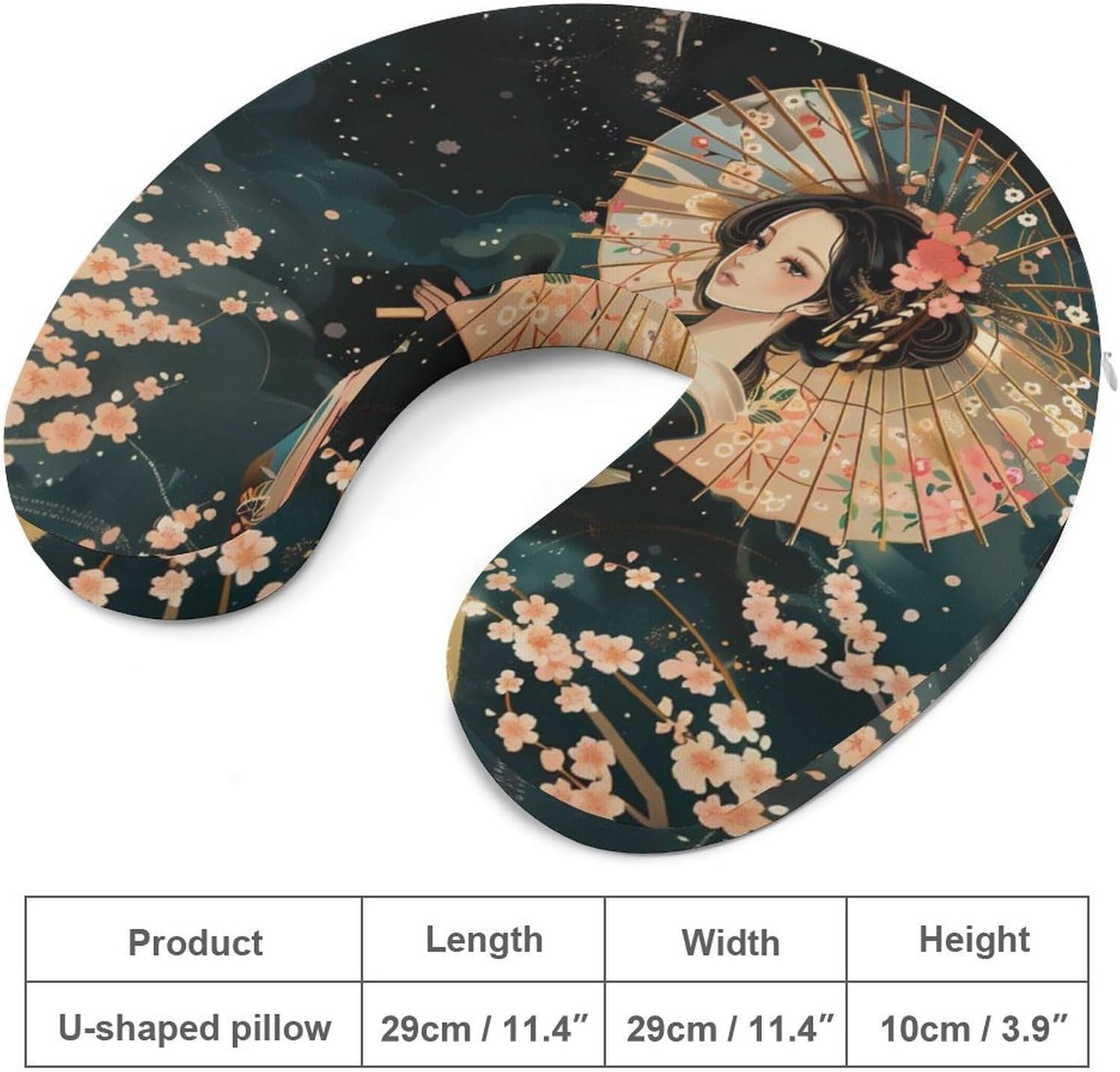 Japanese Geisha Travel Pillow U Shape Neck Pillow Washable Pillowcase for Sleeping Chair