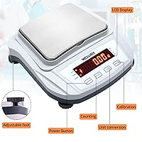 Vista 3 de Escala de laboratorio 70.55 oz/0.00 oz Escala digital de alta precisión Balanza analítica Balanza electrónica para pesaje de laboratorio de cocina