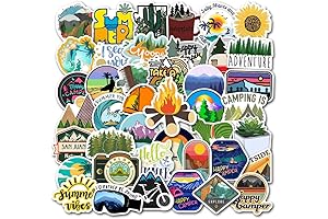 Hapiuen 50PCS Waterproof Camping Stickers for Water Bottle Laptop