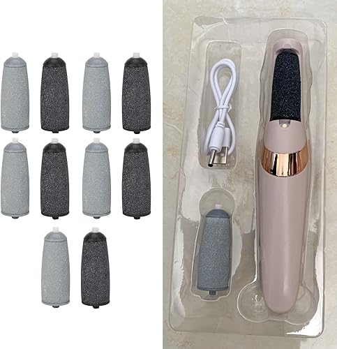 Miniatura 8 de Cabezal de repuesto, 10 piezas de repuesto eléctrico de repuesto para lima de pie, cabezal de rodillo grueso y fino accesorio para el cuidado del