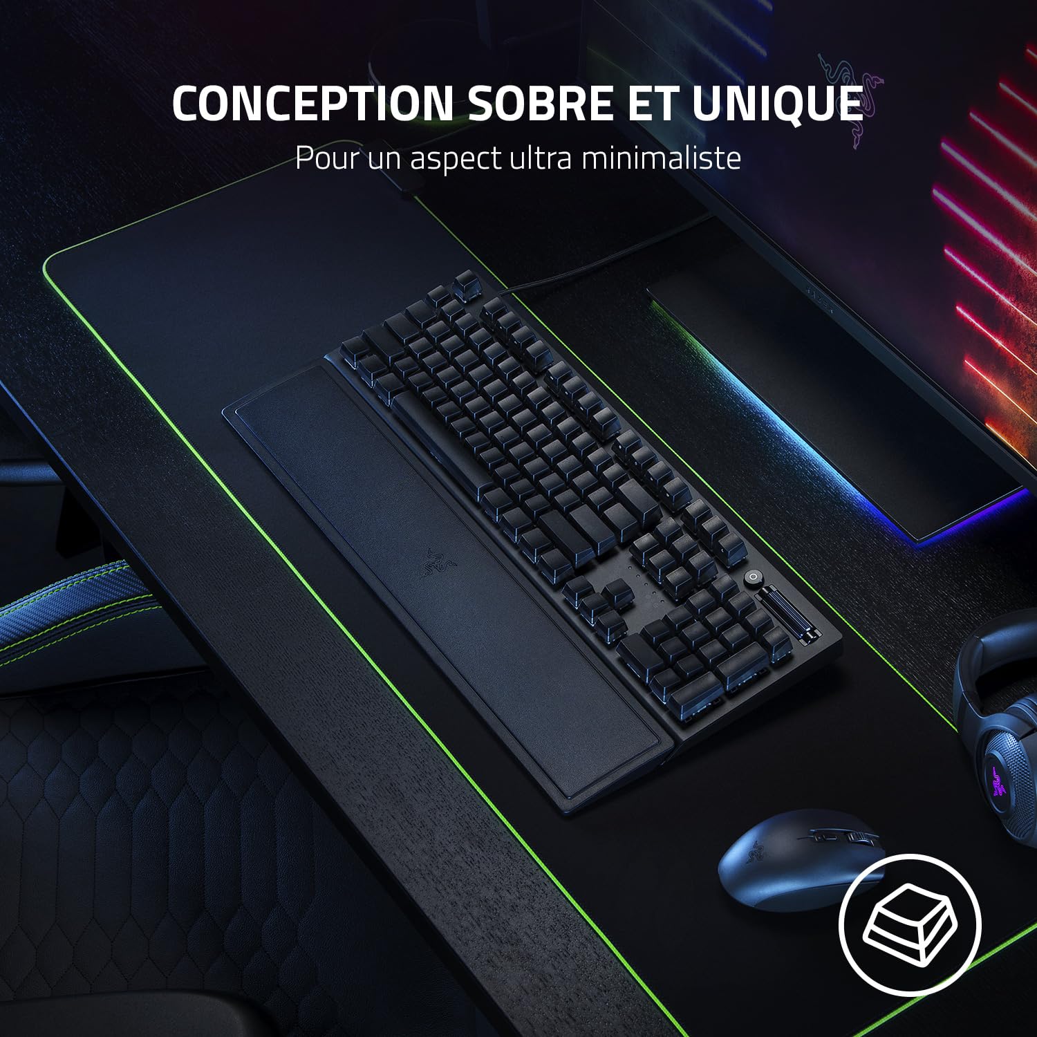 Razer Phantom Pudding Keycap Upgrade Set - Black rétroéclairage RGB Chroma, Cadran numérique Multifonction, Repose-Poignets Ergonomique