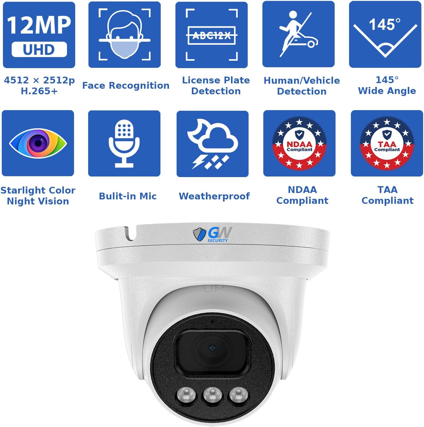 GW Security 64 Channel NVR UltraHD 12MP 4K @30FPS Face/Human/Vehicle Detection PoE Security Camera System with 32 x 12MP IP Microphone Smart AI Dome Cameras, Color Night Vision, Outdoor/Indoor Camera