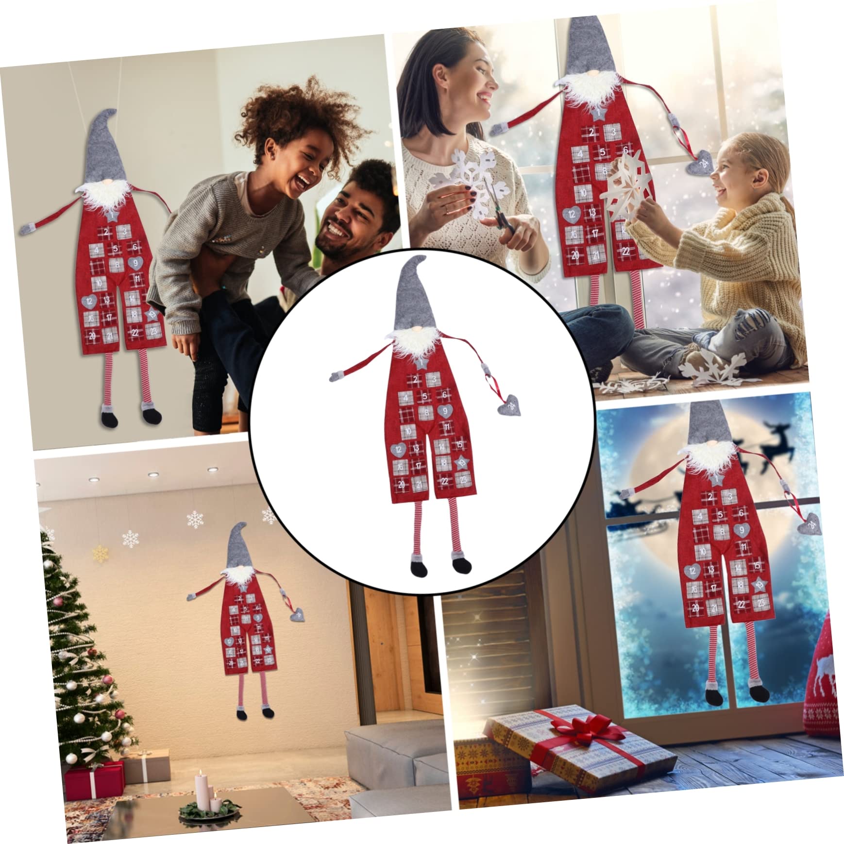 Calendario Avvento Babbo Natale in Lana Artificiale Da Appendere Sacchetti Decorazione Per Natale e Conto Alla Rovescia Adatto Casa e Feste
