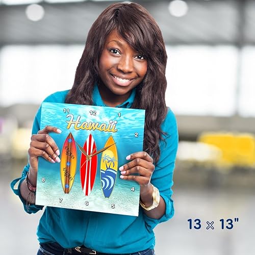 Miniatura 5 de 3dRose Reloj de pared silencioso - 13 pulgadas - Ocean Sports Hawaiian Retro Surfboards. - Creative Studios - Hawaii