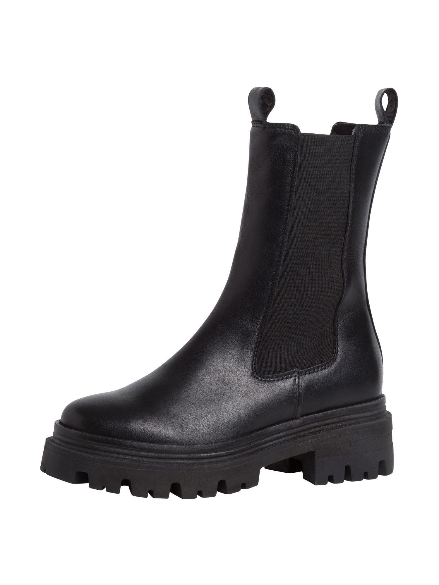 Tamaris Women Chelsea Boots, Ladies Ankle Boots,Removable Insole,Low Boots,Half Boots,Bootie,Slip Boot,high,Black Leather,42 EU