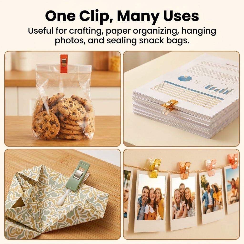 Sewing Clips 60 Pcs with Storage Box, Premium Quilting Clips for Fabric Binding, Multipurpose Plastic Fabric Clips, Sewing Accessories and Supplies, Assorted Colors