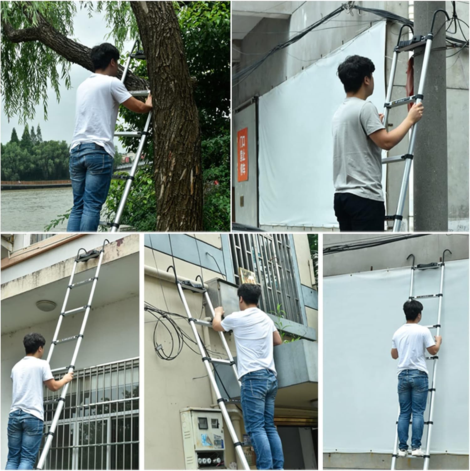 Telescoping Ladder Extension Telescoping Ladder with Removable Hook, Non- Slip Portable Telescoping Steps Ladders, Multi-Purpose Attic Telescoping Ladder, Easy to Store (Size : 4.1