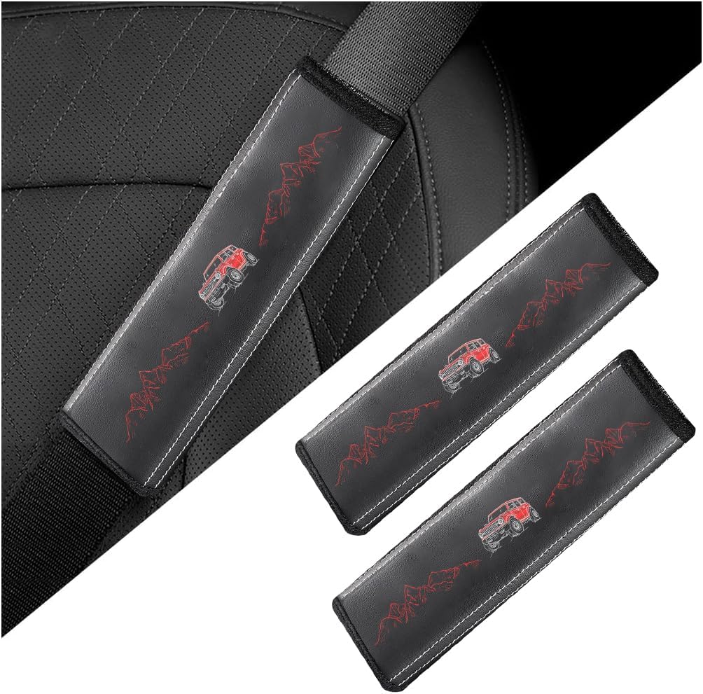 2PCS Car Seat Belt Cover Pad, Leather Seatbelt Shoulder Strap Covers Universal BlueHorse fit for Bronco Accessories