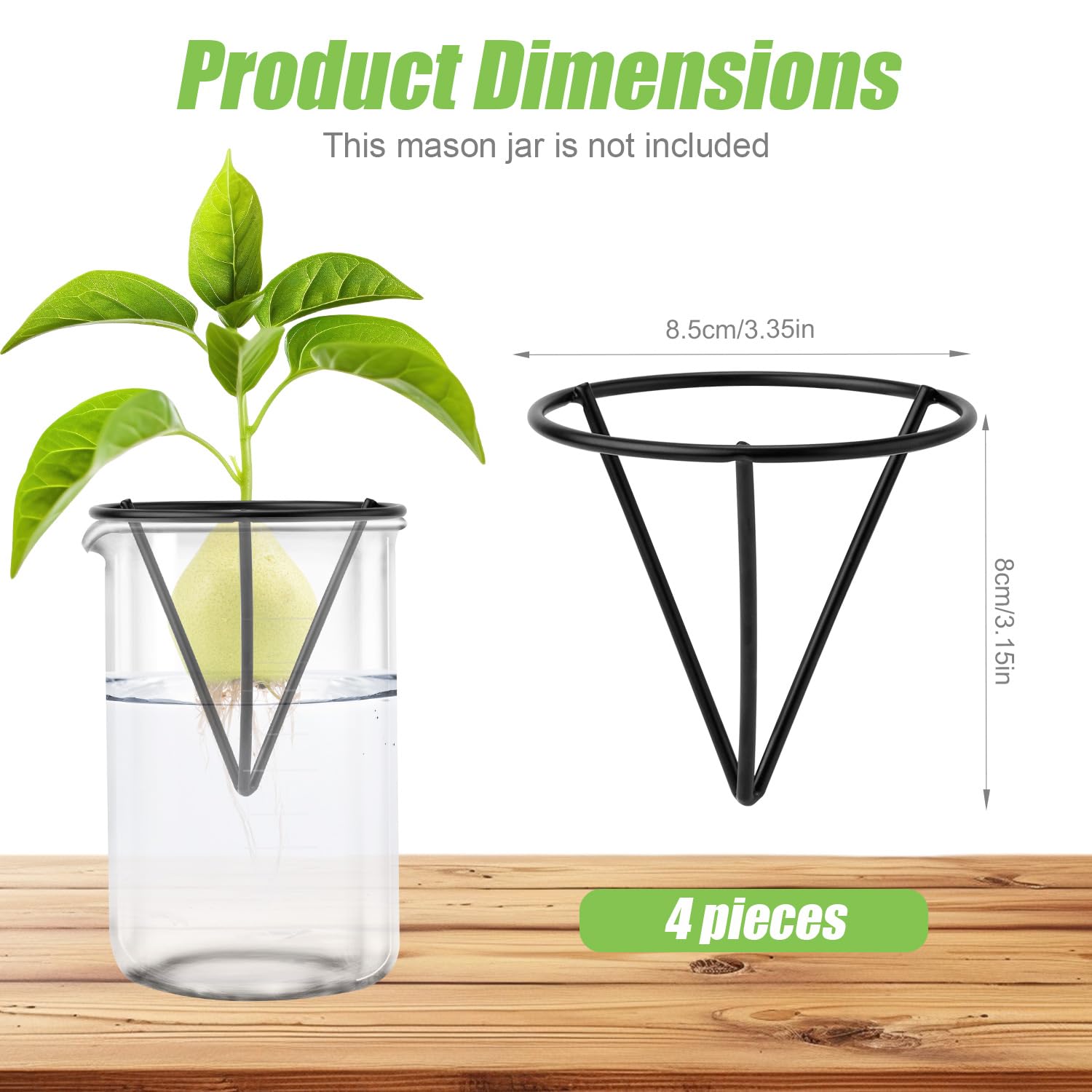 Démarreur Graines Avocat Triangulaire Lot 4 Supports Germination Avocat - Support Métal Triangulaire - Pour Noyau Avocat Décoration Germination Avocat Métal