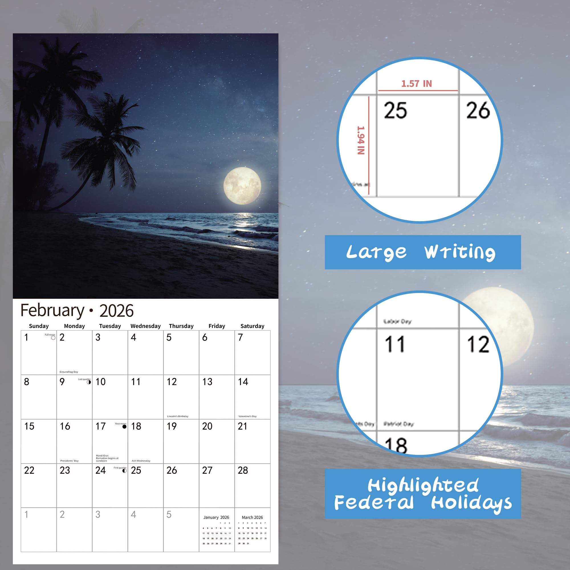 Amazon.com: 2026 Wall Calendar,Calendar 2026, November 2025