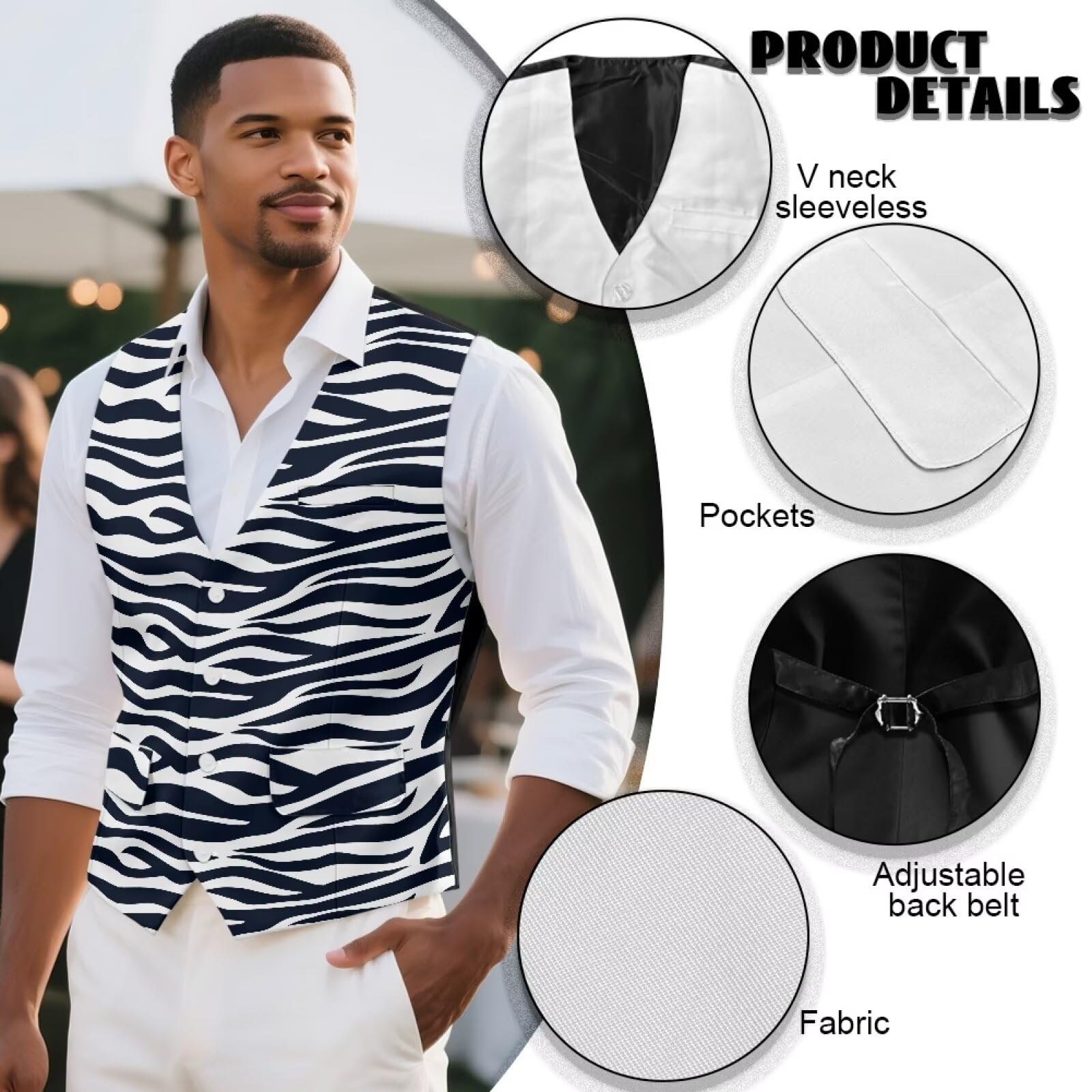 Chaleco formal para hombre, vestido de negocios, ajustado, casual, para trabajo, boda, fiesta, esmoquin con bolsillos