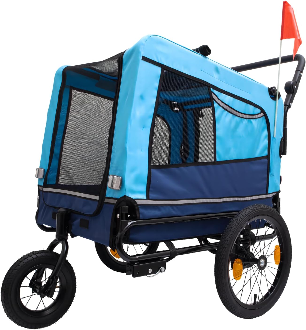 2-in-1 Pet Stroller Cart Bicycle Carrier,Outdoor Heavy Duty Foldable Utility Pet Stroller Dog Carriers Bicycle Trailer with Quick Release Wheels,Universal Bicycle Coupler,Support Up to 88 lbs