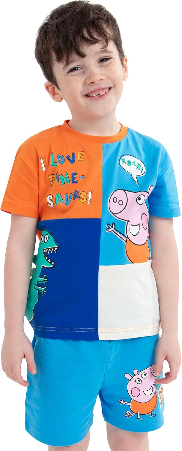 Peppa Pig Shirt And Shorts | Boys Shirt Outfit Set | Cotton Tshirt and Shorts For Boys | Summer Sets For Kids