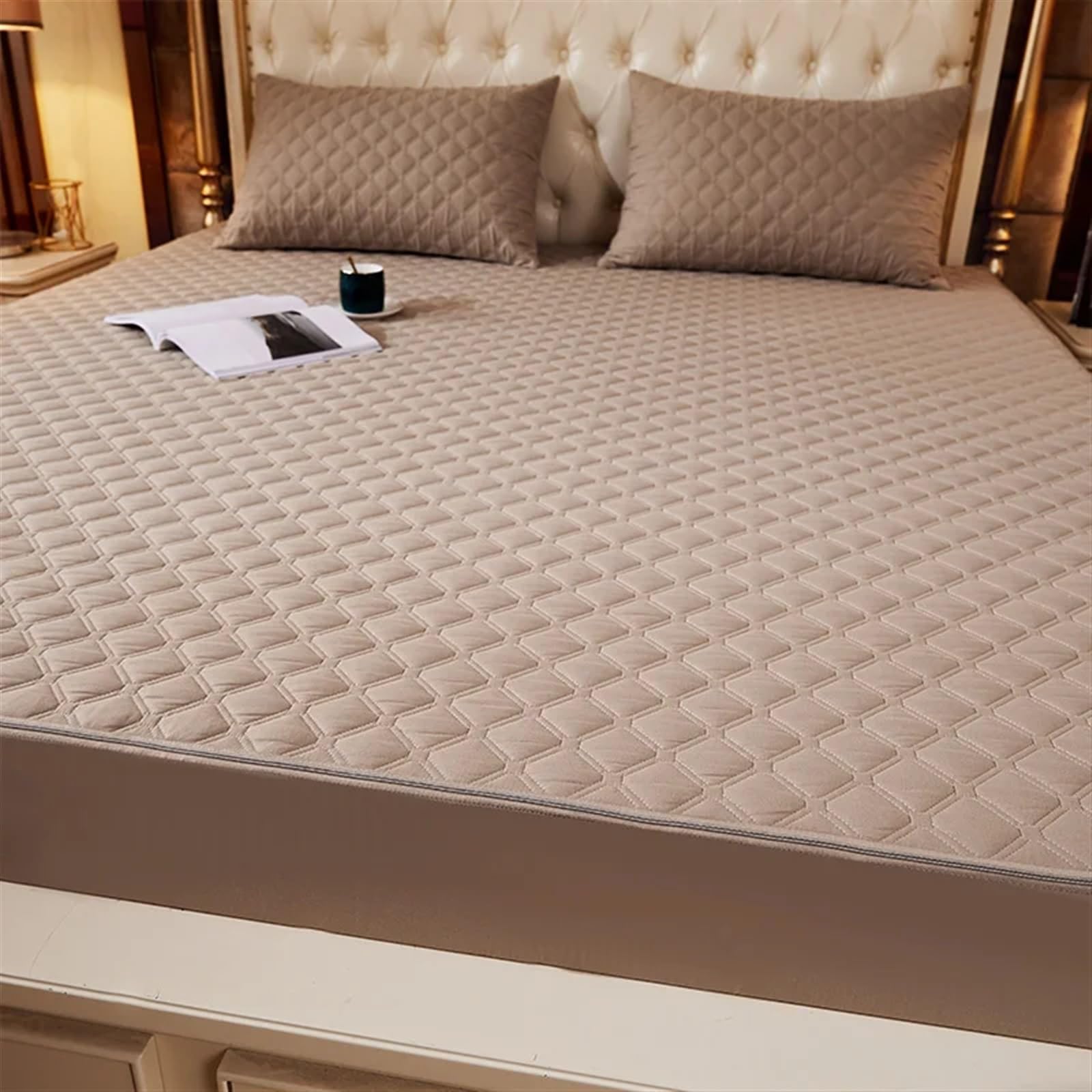 Cubrecolchón Impermeable Funda de colchón completamente cerrada de 6 lados, Protector de colchón impermeable, funda de cama con sábana ajustable con cremallera Cubre Colchon(Gao ji hui,150x200x25cm)