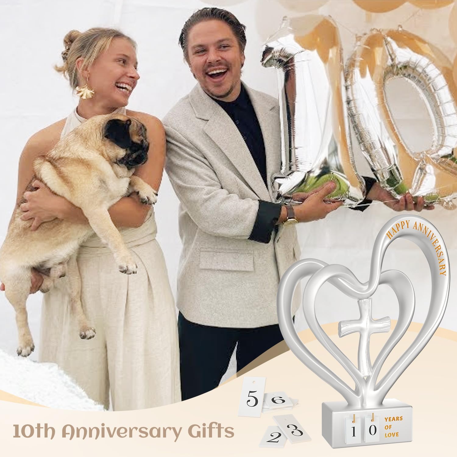 Wedding Anniversary Heart Sculpture Gifts Best for Couple Parents Wife Husband Unique 10th 25th 50th Anniversary Wedding Gift Ideas - Image 7