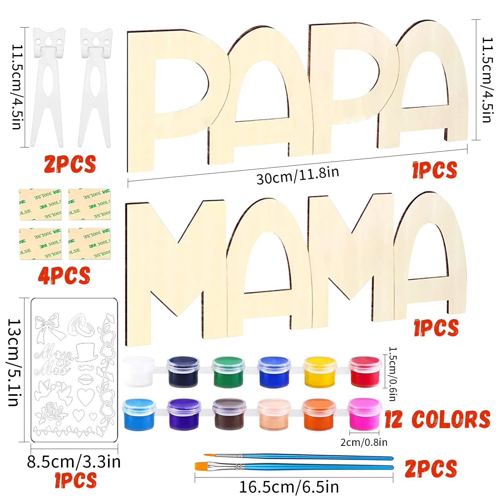 Hestya - Set Creativo Di Lettere In Legno Per Nonni Da Parte Dei Nipoti. Include 2 Lettere ("Nonna" E "Nonno") Da Decorare Con Pigmenti, Adesivi Con Gemme E Pennelli. Supporti Inclusi Per Esposizione Su Mensola O Tavolo. Regalo Di Natale O Compleanno Fai-da-te.