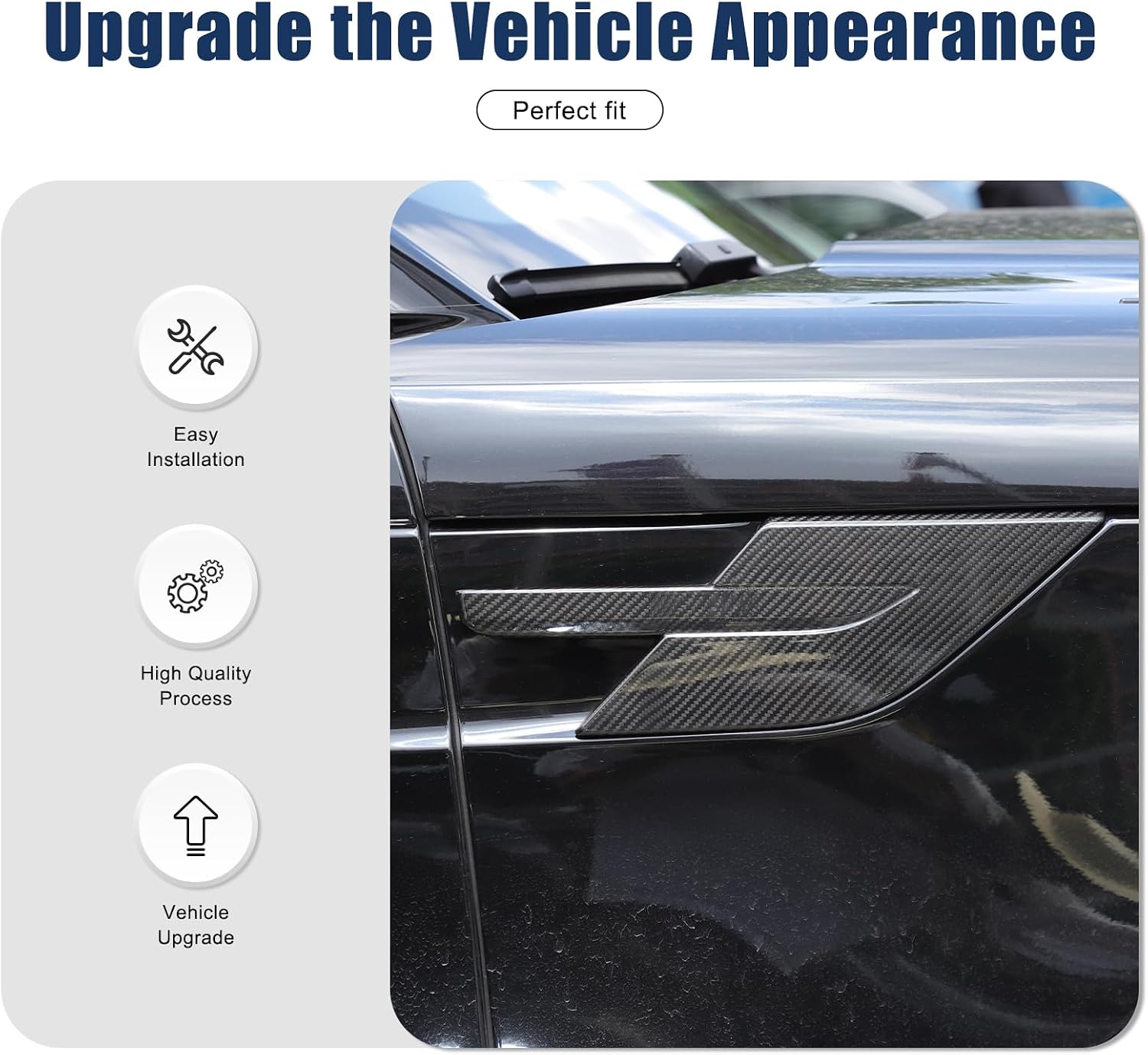 Fender Side Vents Cover Trim Compatible with Land Rover Range Rover Sport 2023 2024 2025 2026, Real Carbon Fiber Side Fender Vent Decal Trim Cover (Black)