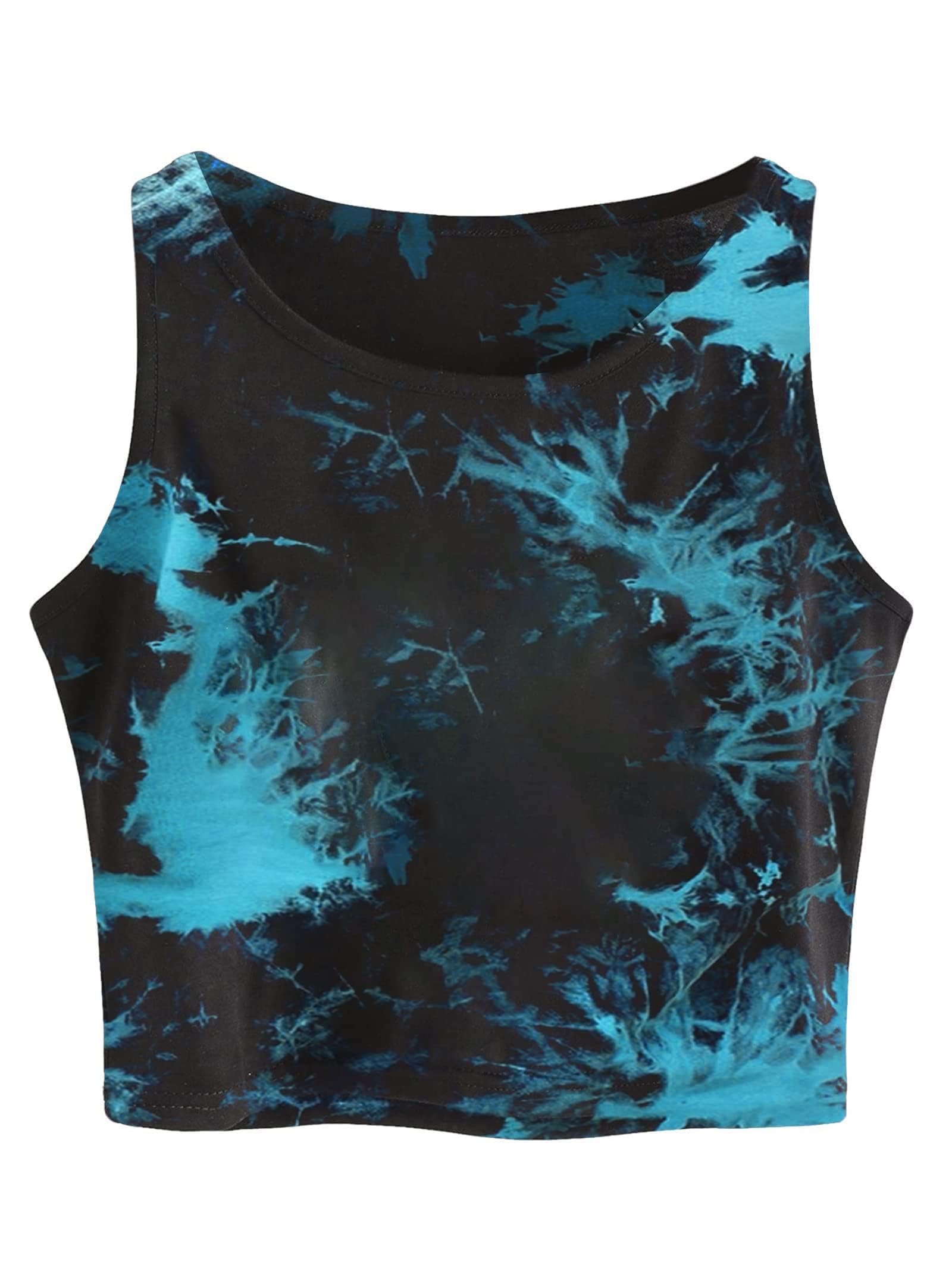 Remidoo Women's Casual Sleeveless Graphic Cropped Top Crewneck Tank Top Shirts