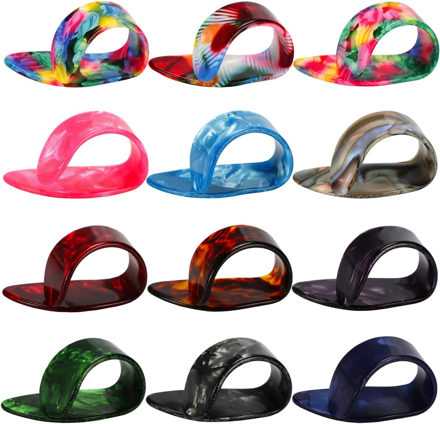 24 Pieces Random Color Thumb Picks Finger Picks, Medium, Flat Thumbpicks, Celluloid Guitar Thumb Finger Picks