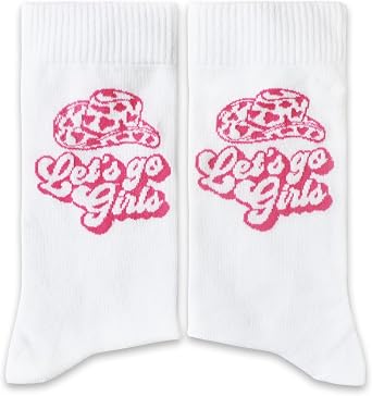 Lets Go Girl Socks - Cowgirl Hat Printed Socks - Western Rodeo Sock for Women. 085