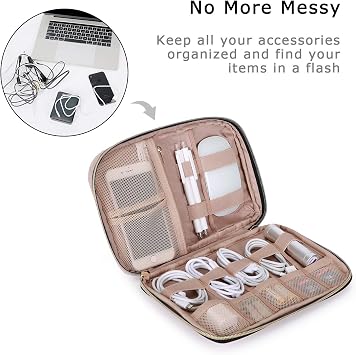 BAGSMART Large Electronics Organizer Travel Case, Travel Essentials, Cord Organizer Travel Cable Organizer Bag, Travel Accessories for Women, Pink