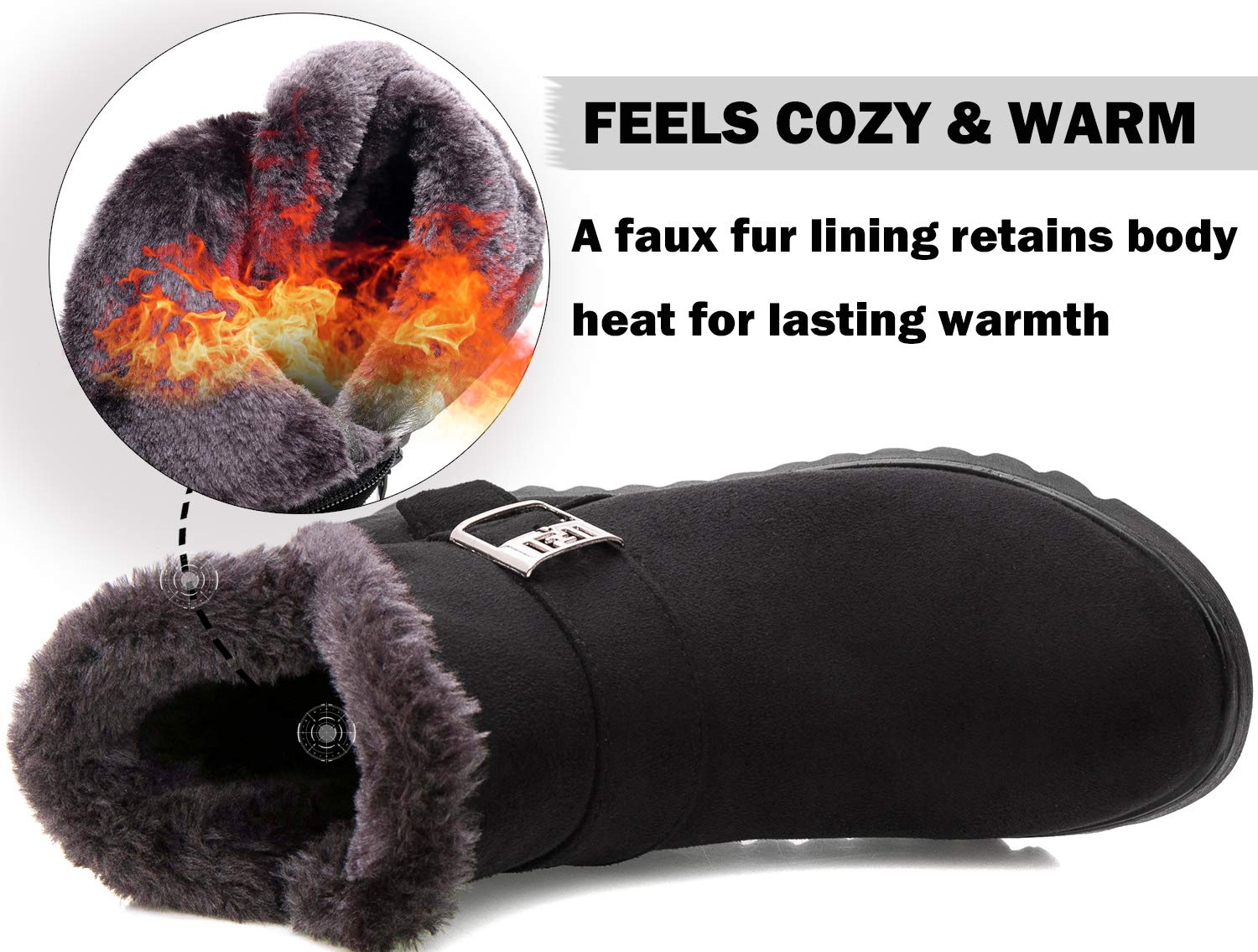 Vunavueya Stivali Donna Invernali Scarpe Stivaletti da Neve con Imbottitura Calda Stivali alla Caviglia Caldi Boots Scarpe 35-41.5