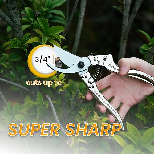 Miniatura 5 de Goture 1 paquete de tijeras de podar de derivación profesional de 7.9 pulgadas con hoja de acero SK-5 para cortes suaves y limpios, podadora manual
