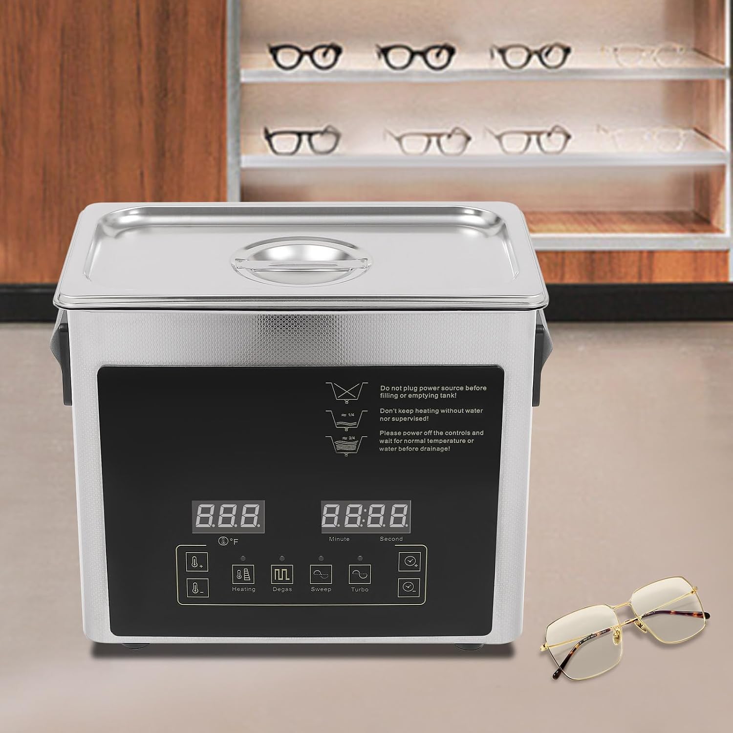 Bepritm 3L Eyeglasses Cleaner, Smart Ultrasonic Parts Cleaner with Cleaning Basket&Ball-Shaped Basket, 120W Professional Ultrasound Machine for Jewelry Glasses Parts Cleaning