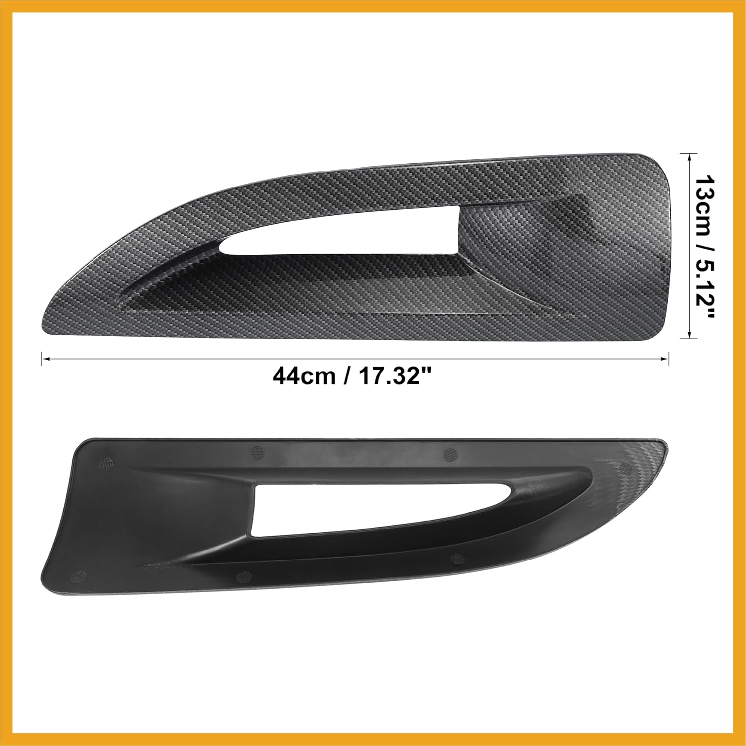 Pair Hood Side Air Vent Cover Bezels Trim Carbon Fiber Pattern for Jeep Wrangler JK JKU Unlimited Rubicon 2007-2017 Replacement