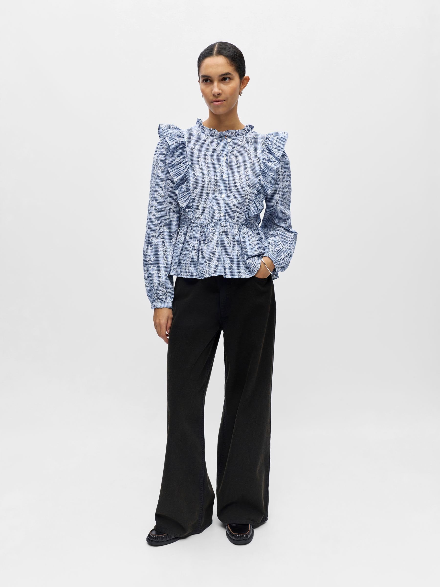 Object Objciara L/S Re Frill Top 143 Objciara L/S Re Frill Top 143 Donna (Pacco da 1)