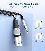 Vista 2 de Tisino - Cable de micrófono desequilibrado de 3,5 mm a XLR macho, adaptador de mini jack de 1/8 pulgadas a XLR - 0,5 m/1,6 pies