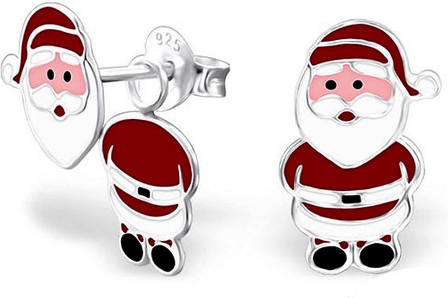 ICYROSE 925 Sterling Silver Christmas Santa Claus Ear Studs with Dangle Earrings