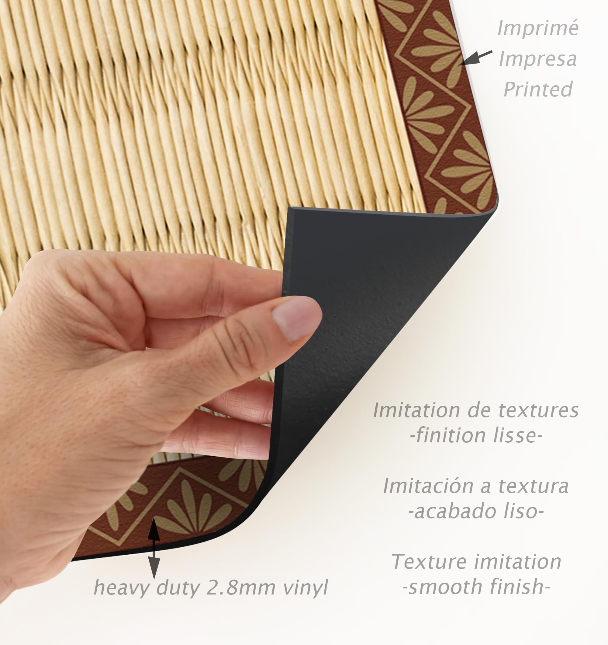 VINILIKO Design | Alfombra Vinílica Lisa Impresa - Tatami 66x250 cm - Interior y Exterior, Antideslizante, Impermeable, Lavable - Varios Tamaños - Alfombra Vinilo Salón, Terraza