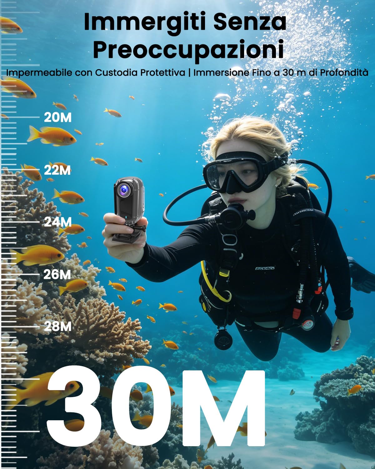 Bextgoo Body Cam, Mini Action Cam 4K,WiFi Action Camera 64GB | Telecamera per Moto con Batteria da 1200mAh, Telecamera Casco Grandangolare 150°, Stabilizzazione EIS per Viaggi, Sport
